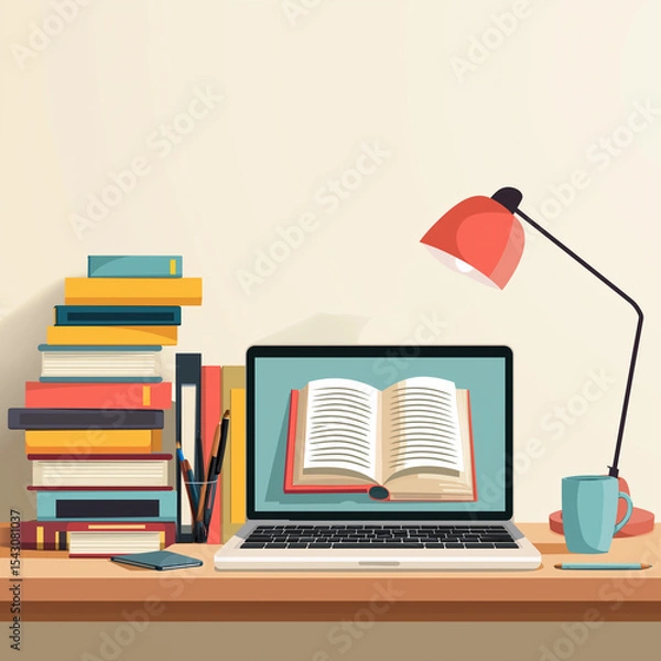 Obraz books and laptop