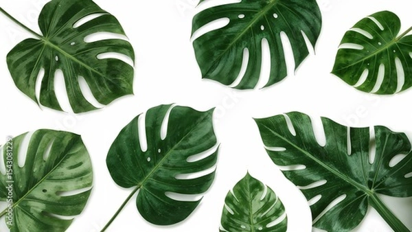 Fototapeta Monstera leaf pattern on white background