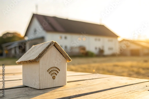 Fototapeta Smart home concept rural setting sunset