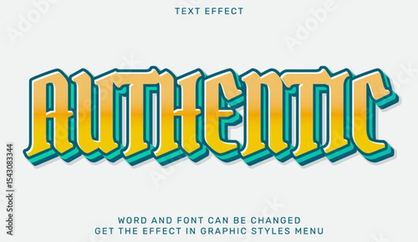Obraz Colorful retro style text effect highlighting the word Authentic in bold design