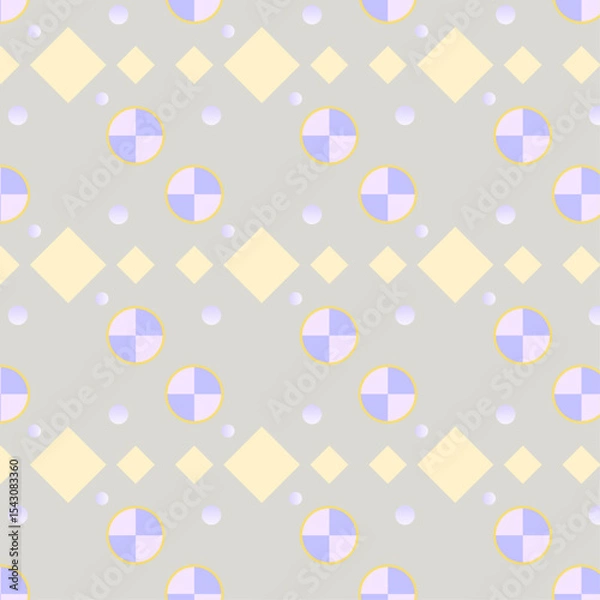 Fototapeta Seamless Geometric Repeat Pattern with Yellow Diamonds and Purple Circles