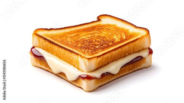 Obraz Croque-monsieur isolated on a clean white background, emphasizing its golden crust and gooey cheese