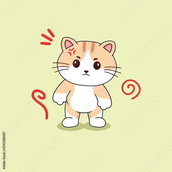 Obraz Cute angry cat pose vector handdrawn illustration