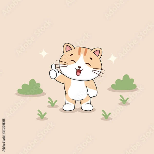 Obraz Happy cat vector illustration