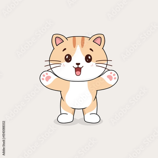 Obraz Standing cat cute iilustration style