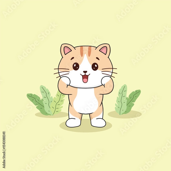 Obraz Happy funny cat vector illustration