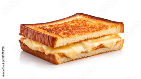 Obraz Croque-monsieur isolated on a clean white background, emphasizing its golden crust and gooey cheese