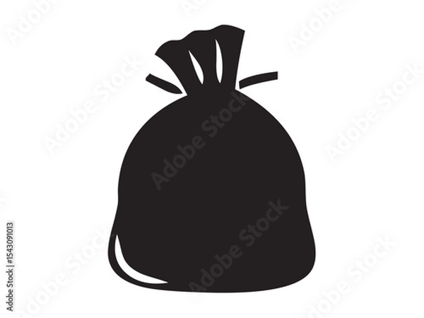 Fototapeta Vector isolated one single simple minimal black pouch colorless black and white outline silhouette shadow shape stencil solid black