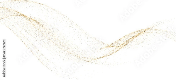 Fototapeta Abstract Shiny Gold Glitter Wave design element. Isolated PNG Design Element. Merry Christmas and Happy New Year Decoration.Transparent Background.  For invitation and greeting card BG 