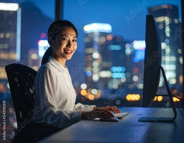 Obraz コンピューターで仕事をする人のイメージ