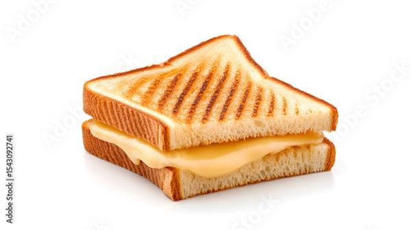 Obraz Croque-monsieur isolated on a clean white background, emphasizing its golden crust and gooey cheese