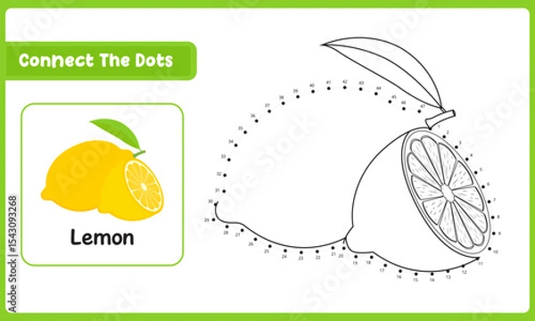 Fototapeta Connect The Dots Lemon. Dot To Dot Educational Game. Vector Illustration Adobe Stock