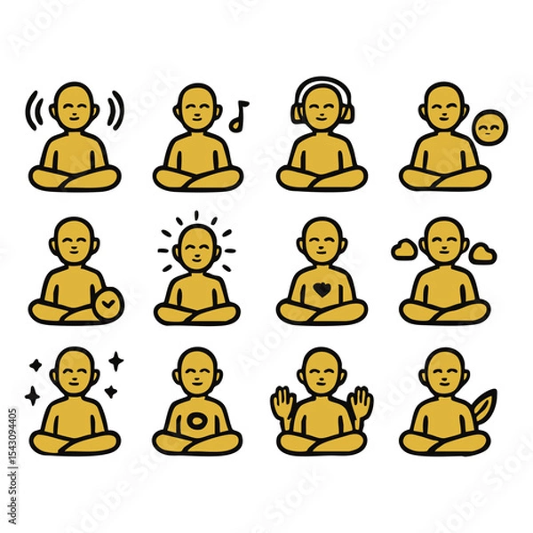Obraz Meditative Figures Depicting Various States of Mind and Emotions.