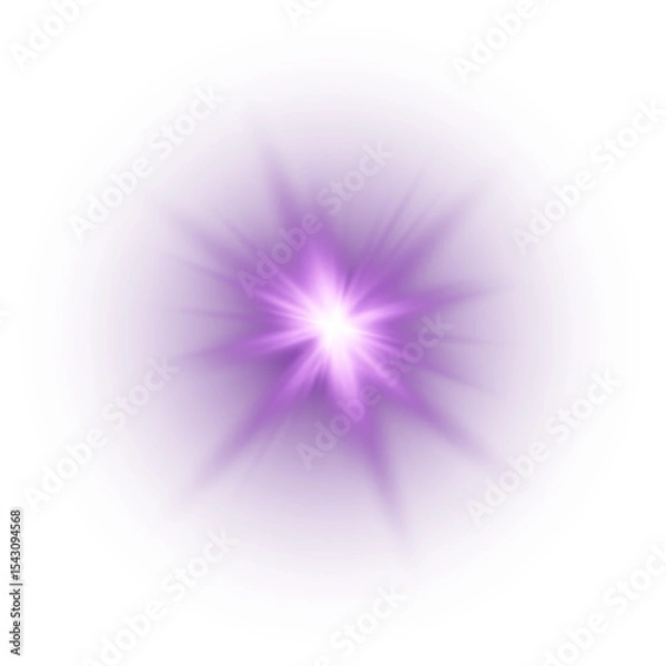 Fototapeta Purple Glowing Light Star. Lens Flare. PNG explodes  bright blue light. Sun glare effect. Bright flash.