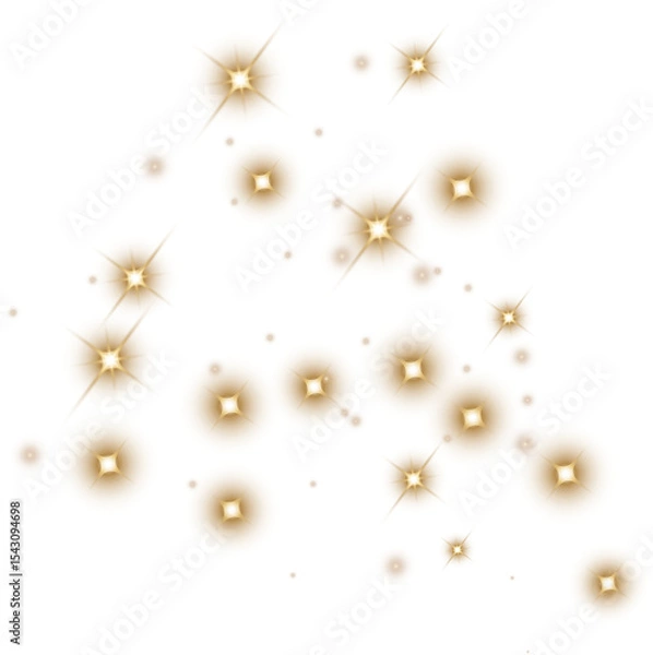 Obraz Glowing Christmas Lights. Gold Magic Stars