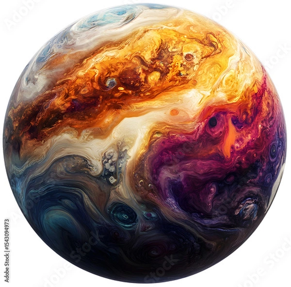 Obraz Captivating Gas Giant Planet with Swirling Clouds and Vibrant Colors in Isolated 3D Render
