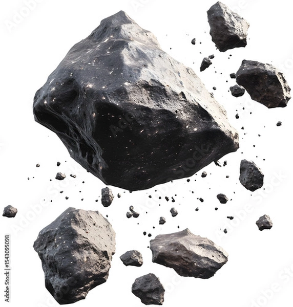 Obraz Floating Cosmic Asteroid Belt with Debris and Rocks in Void of Space