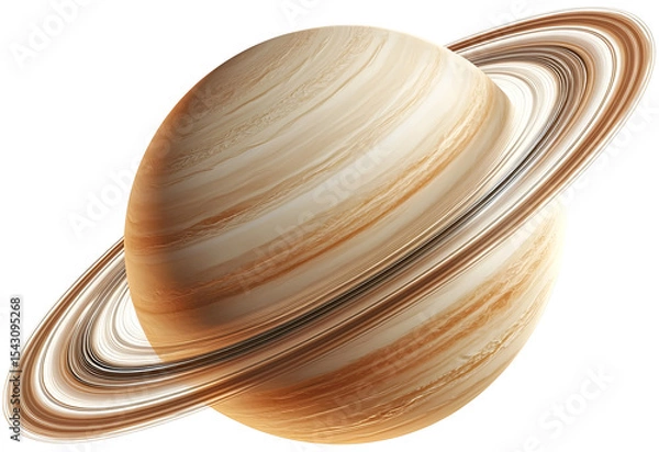 Obraz Detailed 3D Rendering of a Ringed Planet with Intricate Gas Rings and Atmosphere