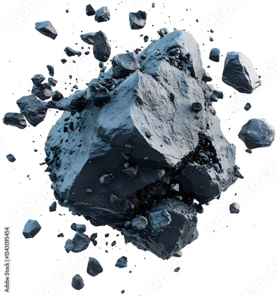 Obraz Shattered Asteroid Fragments in Hyper-Detailed 3D Rendering