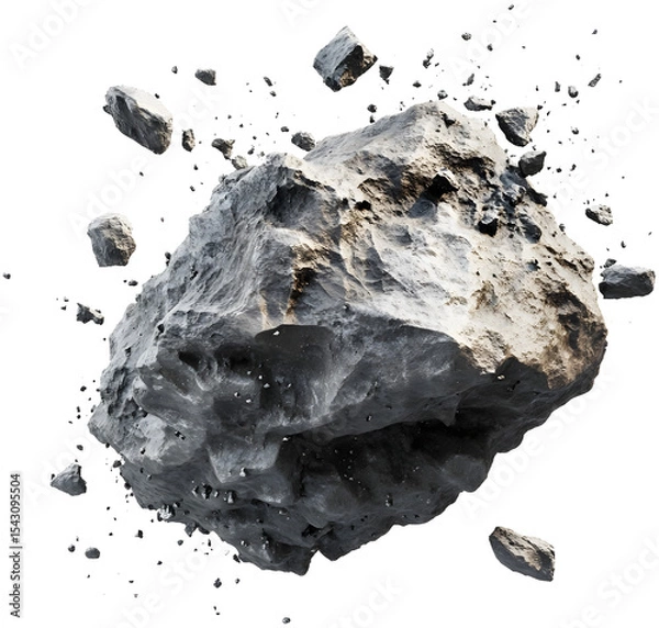 Obraz Shattered Asteroid Fragments in Hyper-Detailed 3D Rendering