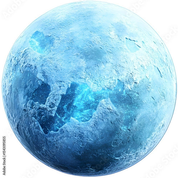 Obraz Glowing Ice Planet with Mesmerizing Aurora Effects, 3D Digital Art Isolated