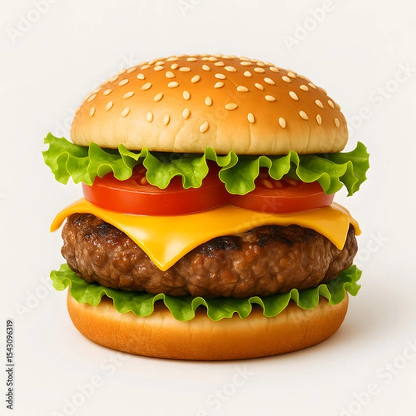 Fototapeta Delicious Cheeseburger with Double Cheese