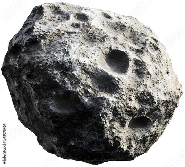 Obraz Heavily Cratered Asteroid - Ancient Celestial Space Rock Concept in 3D Isolated