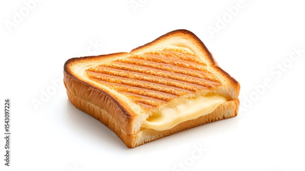 Obraz Croque-monsieur isolated on a clean white background, emphasizing its golden crust and gooey cheese