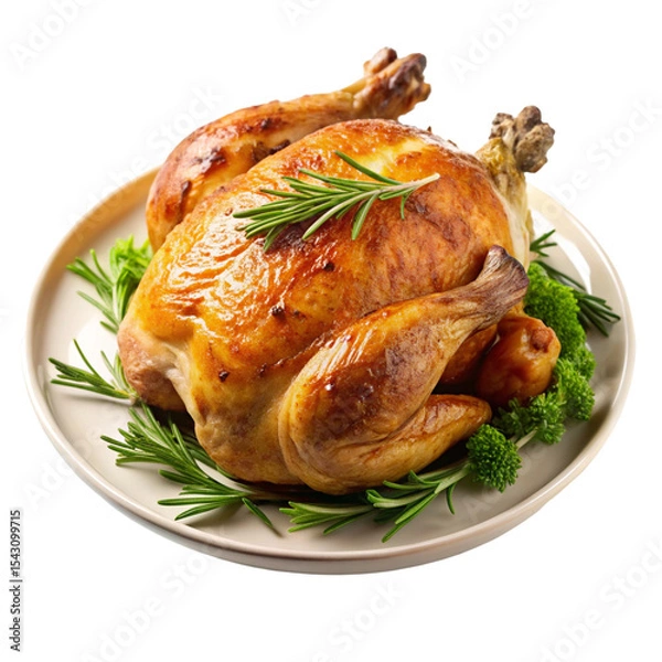 Obraz roasted chicken on a white plate