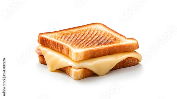 Obraz Croque-monsieur isolated on a clean white background, emphasizing its golden crust and gooey cheese