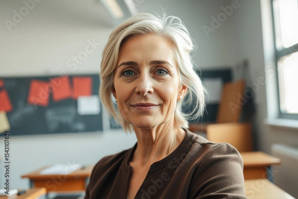 Fototapeta Friendly Teacher in Classroom Setting