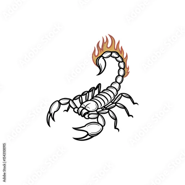 Obraz Stylized black scorpion design showcasing intricate details and bold lines suitable for tattoos or illustrations