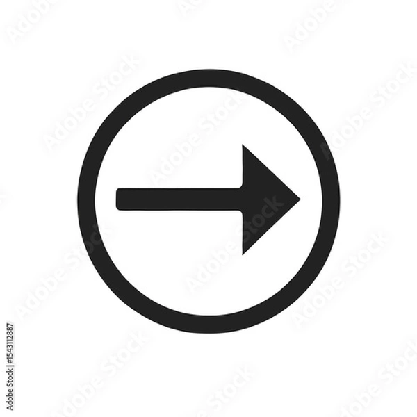 Fototapeta Abstract right arrow icon in circle transparent background