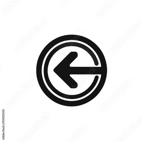 Fototapeta Black circle left arrow icon transparent background