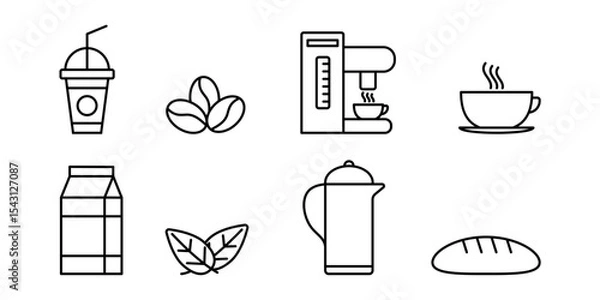 Obraz Vector illustration of Coffee icon set isolated on transparent background