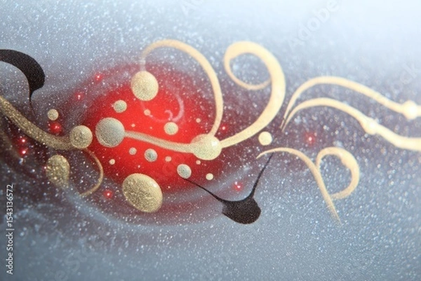 Fototapeta Abstract Dreamscape with Red and Gold Swirls