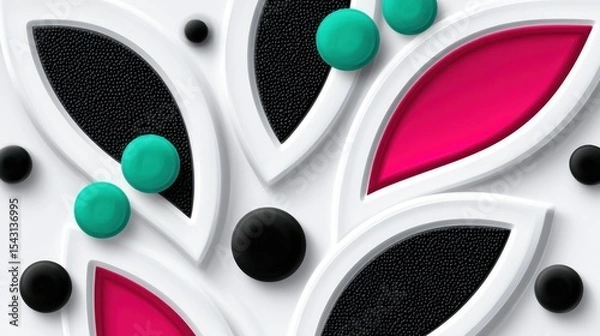Fototapeta Abstract Seamless Pattern with Pink and Teal Accents