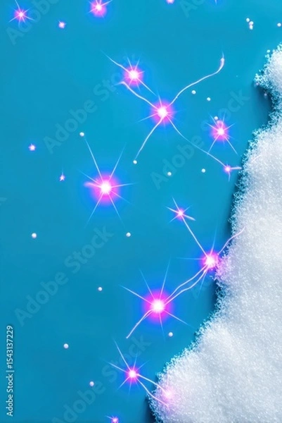 Fototapeta Abstract Winter Background with Pink Sparkles and White Snow