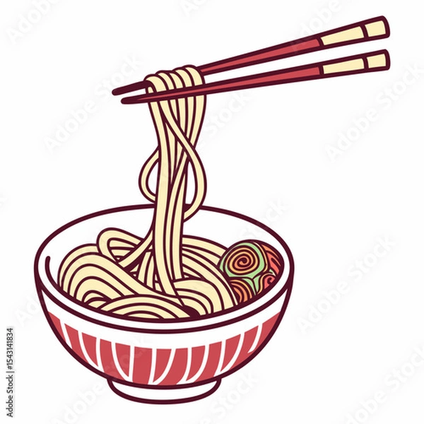 Fototapeta Noodles vector silhouette illustration isolated on white background