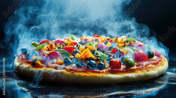 Fototapeta Ultimate visual impact artistic representation of a vibrant pizza culinary studio close-up