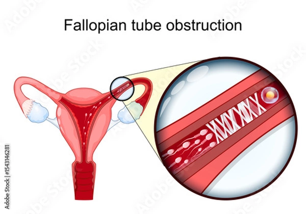 Fototapeta Fallopian tube obstruction. Female infertility
