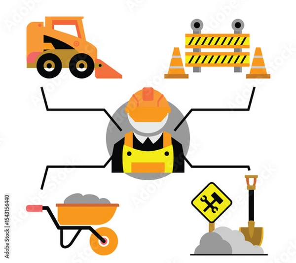 Obraz Set icon of building and construction equipment