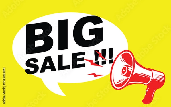 Obraz Template banner of big sale with megaphone