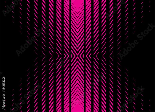 Fototapeta Technological vector background. Digital Striped pattern of abstract purple lines on black background for poster, cover, packaging. Design element. Information flow,