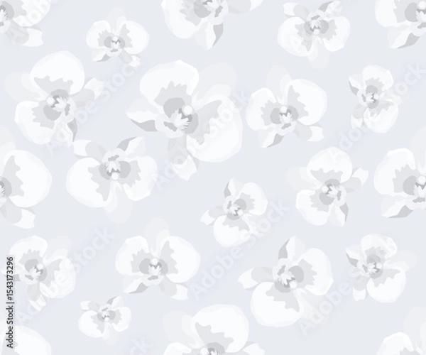 Fototapeta Seamless orchid pattern on white background.