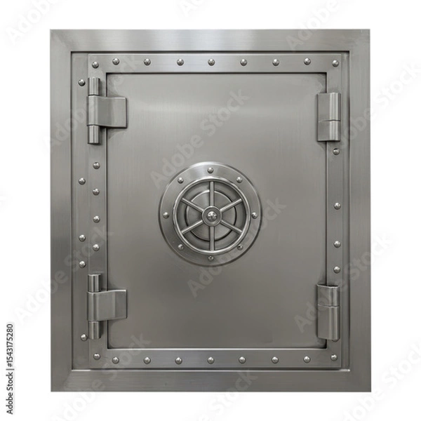 Obraz Large Metal Strongbox or Safe Isolated on White Background.