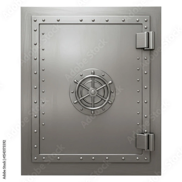 Obraz Impenetrable Fortress Door Representing Data Security. Cut Out, Clipping Path on Transparent Background.