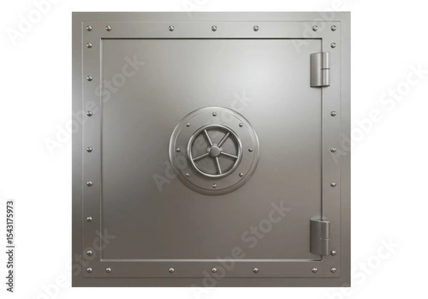 Obraz Concept of Financial Security with a Closed Bank Vault. Cut Out, Clipping Path on Transparent Background.