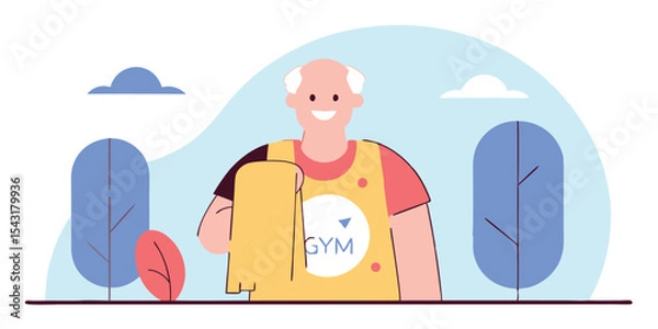 Obraz Smiling senior man ready for a workout at the gym