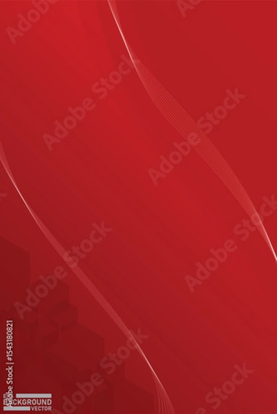 Obraz Red abstract background with white curves